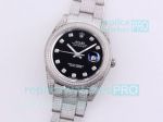 Rolex Datejust Black Diamond Dial Replica Watch Iced Out Oyster Bracelet